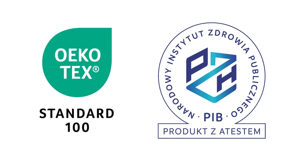 Oznaczenia OEKO-TEX STANDARD 100 i Narodowego Instytutu Zdrowia Publicznego PZH — PIB